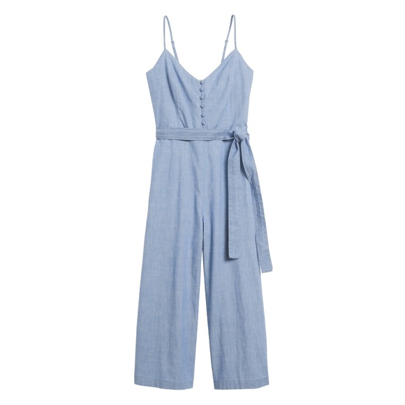 Banana Republic Chambray Cropped Jumpsuit Size 0 - Picture 2 of 13
